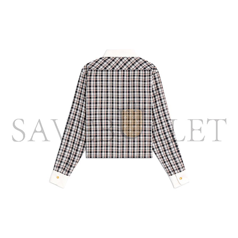CELINE CROPPED SHIRT IN CHECK SILK 